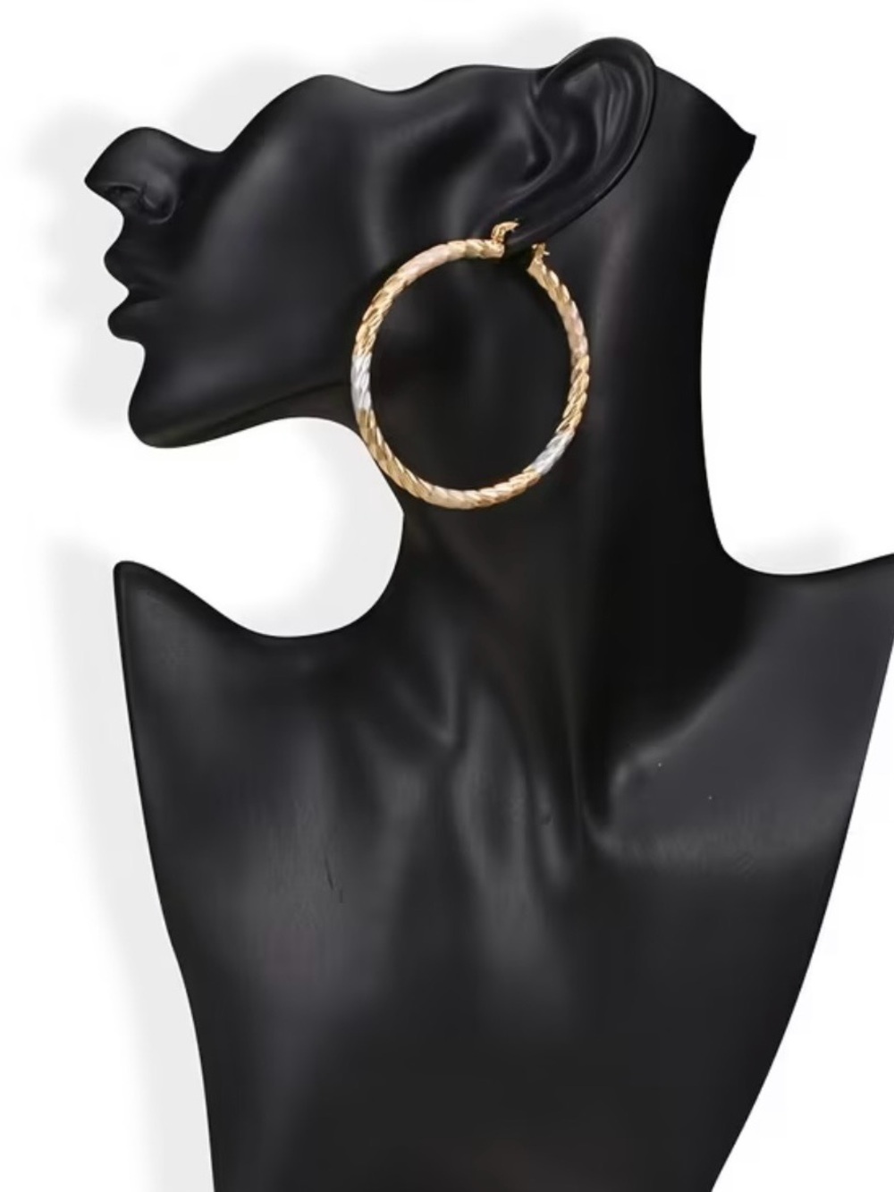 Gold Silver & Pink Textured Hoop Earrings